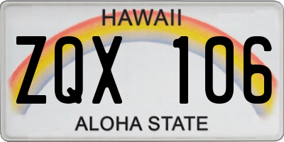 HI license plate ZQX106