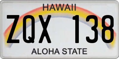 HI license plate ZQX138