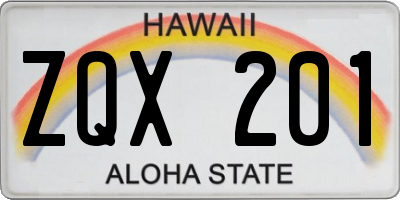 HI license plate ZQX201