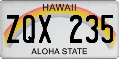 HI license plate ZQX235