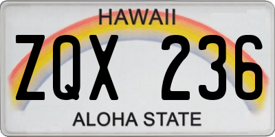 HI license plate ZQX236