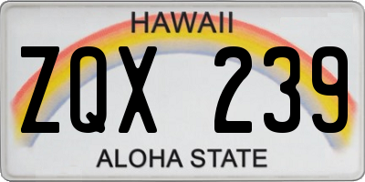HI license plate ZQX239