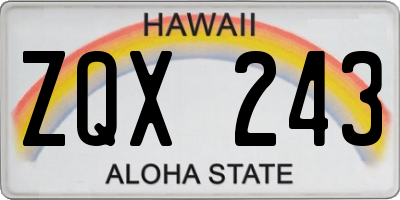 HI license plate ZQX243