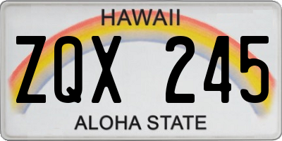 HI license plate ZQX245
