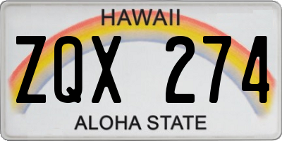 HI license plate ZQX274