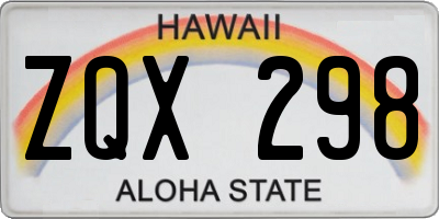 HI license plate ZQX298