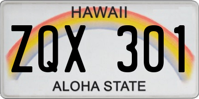 HI license plate ZQX301