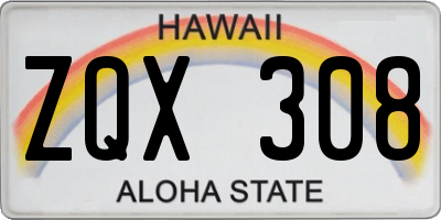 HI license plate ZQX308