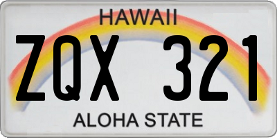 HI license plate ZQX321