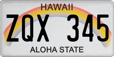 HI license plate ZQX345