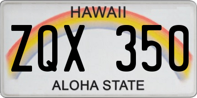 HI license plate ZQX350