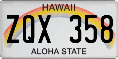 HI license plate ZQX358