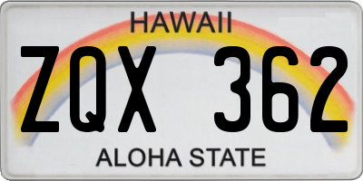HI license plate ZQX362