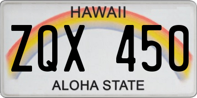 HI license plate ZQX450