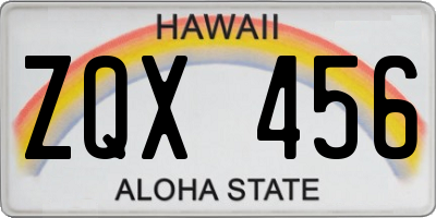 HI license plate ZQX456