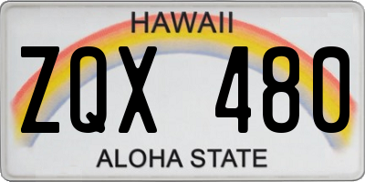 HI license plate ZQX480