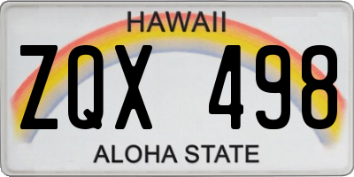 HI license plate ZQX498