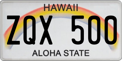 HI license plate ZQX500