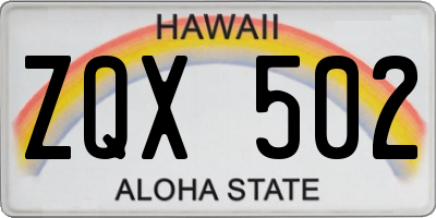 HI license plate ZQX502