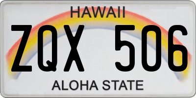 HI license plate ZQX506