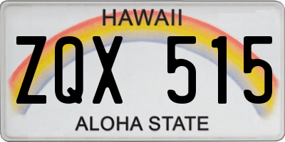 HI license plate ZQX515