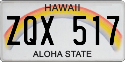 HI license plate ZQX517