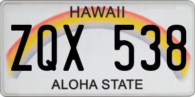 HI license plate ZQX538