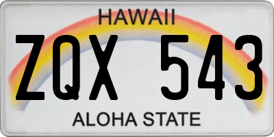 HI license plate ZQX543