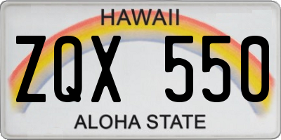 HI license plate ZQX550