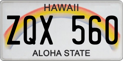 HI license plate ZQX560