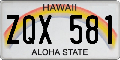 HI license plate ZQX581
