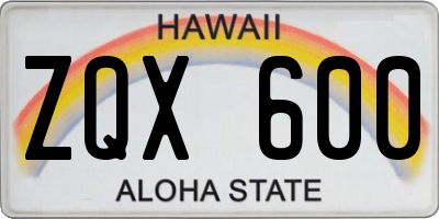 HI license plate ZQX600