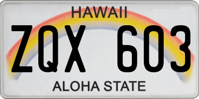 HI license plate ZQX603