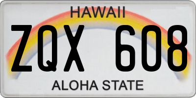 HI license plate ZQX608