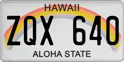 HI license plate ZQX640