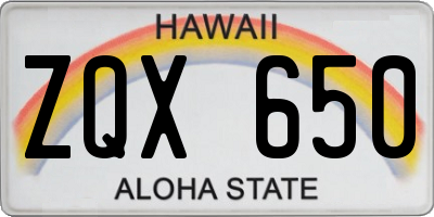HI license plate ZQX650