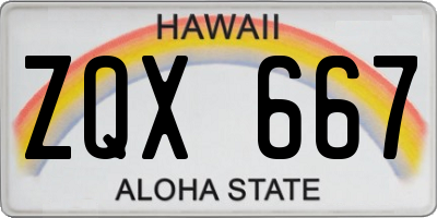 HI license plate ZQX667