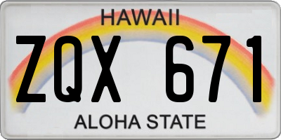 HI license plate ZQX671