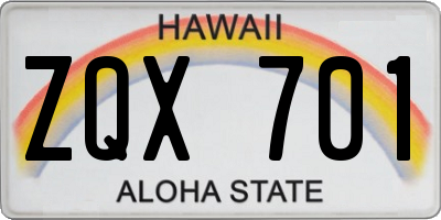 HI license plate ZQX701