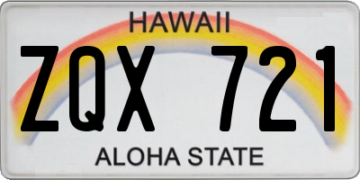 HI license plate ZQX721
