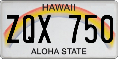 HI license plate ZQX750