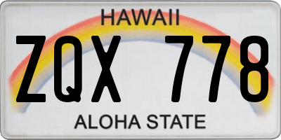 HI license plate ZQX778