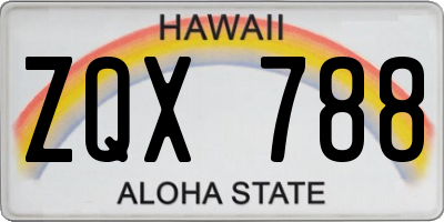 HI license plate ZQX788