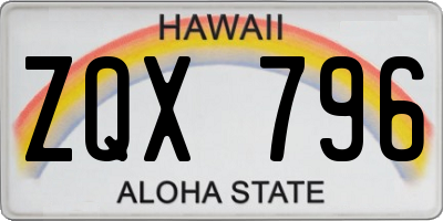 HI license plate ZQX796