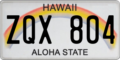 HI license plate ZQX804