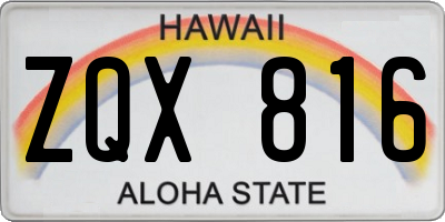 HI license plate ZQX816