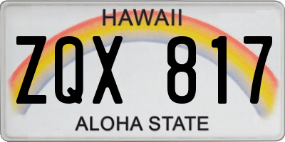 HI license plate ZQX817