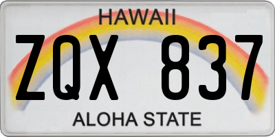 HI license plate ZQX837