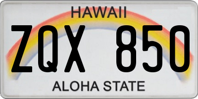 HI license plate ZQX850