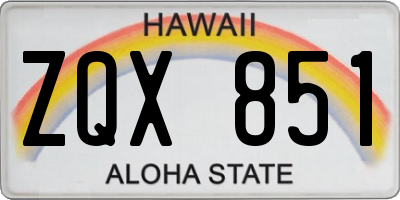 HI license plate ZQX851